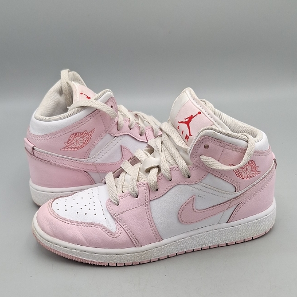Jordan Shoes - Jordan 1 Mid (GS) Big Kids' Shoes Pink Foam/White-Fire Red DQ8423-608 YOUTH Sz 4
